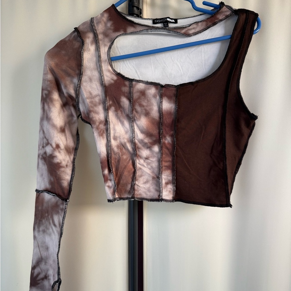 Fashion Nova Two-Tone Brown Top
